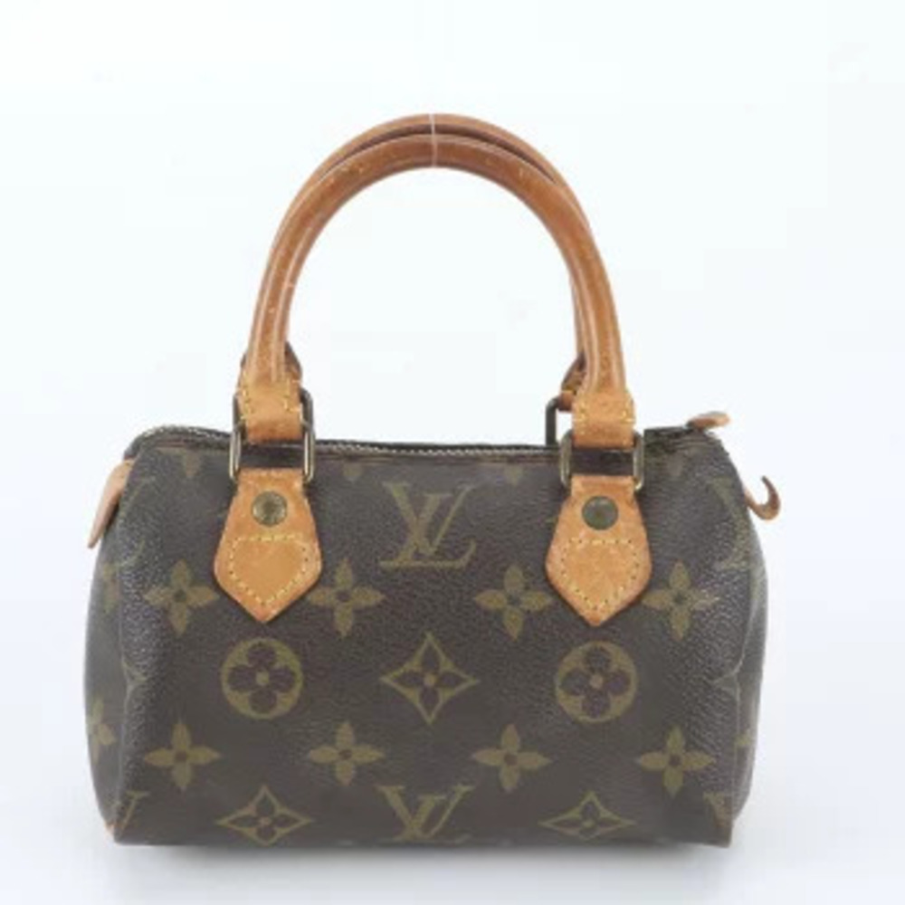 Louis Vuitton Monogram Speedy Leather Tote Brown